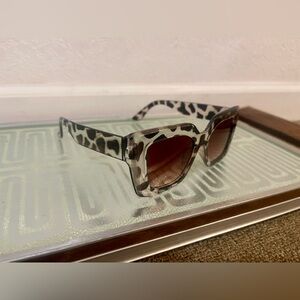 Leopard Print Square Sunglasses